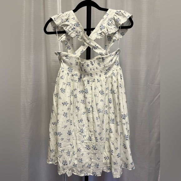 EN SAISON Floral Stitch Puff Sleeve Ruffled Mini Dress | size Small - Picture 4 of 6